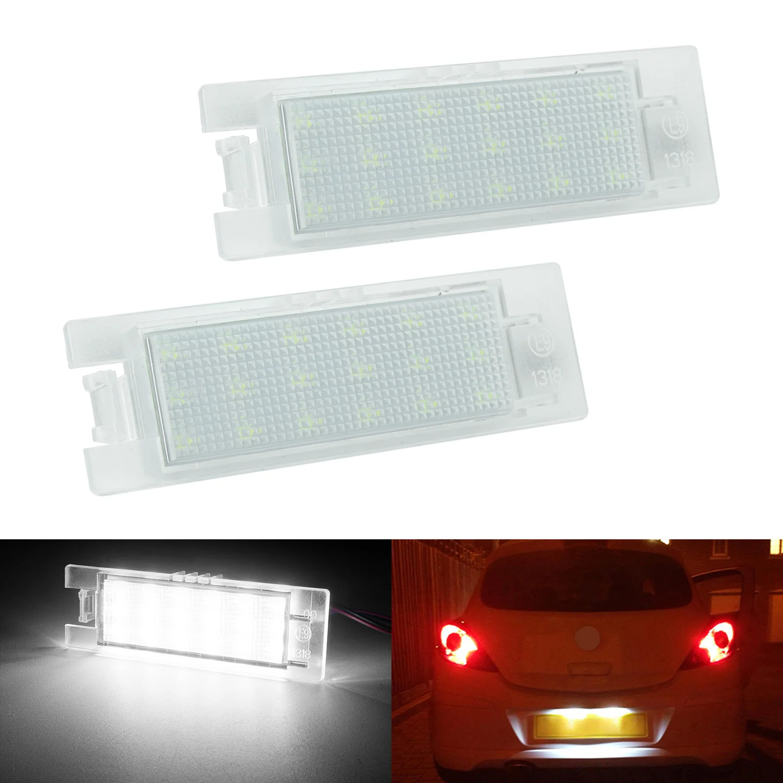 ANGRONG 2x LED CANBUS License Number Plate Light For Vauxhall Opel Astra H J Corsa C D Insignia Meriva - view 4