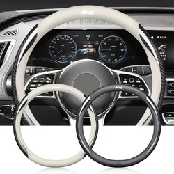Leather Carbon Fiber Car Steering Wheel Cover Accessories for Jeep Wrangler Liberty Grand JK Jl Cherokee Rear Trunk Decal Auto