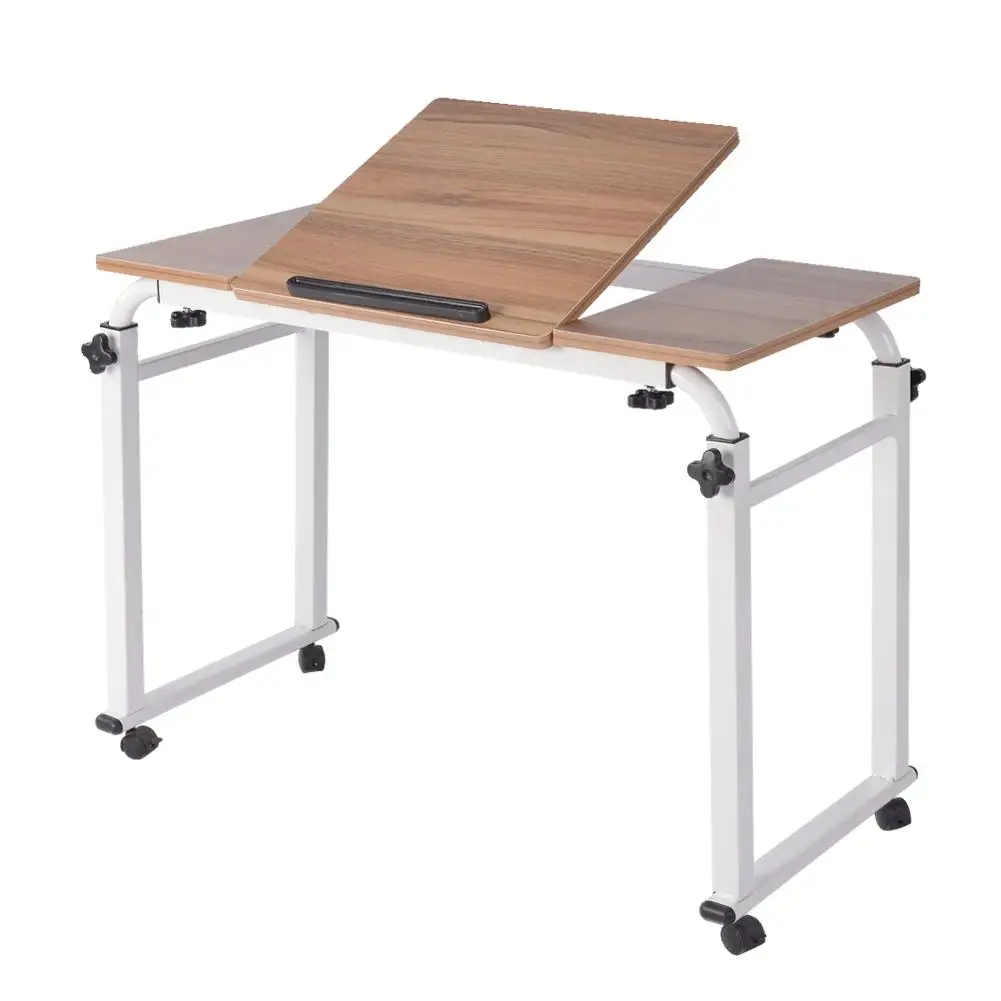 Adjustable Laptop Cart Mobile Computer Desk Overbed Writing Table with Wheels 04#