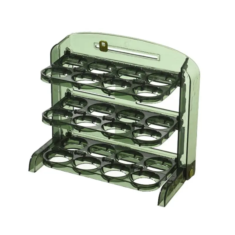 حامل بيض قابل للطي جديد لعام 2026 للثلاجة، حاوية تخزين البيض مكونة من 3 طبقات لباب جانبي للثلاجة، صينية بيض قابلة للطي #1