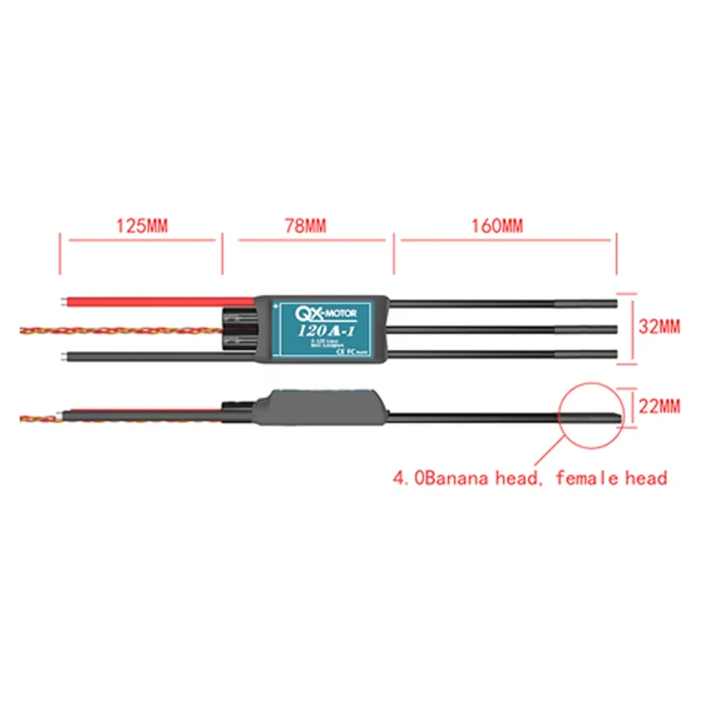 120A-1 ESC ad alta tensione 2 ~ 12s 120A ESC con 5.5v/5a BEC per accessori giocattolo per aereo modello Brushless Moto EDF