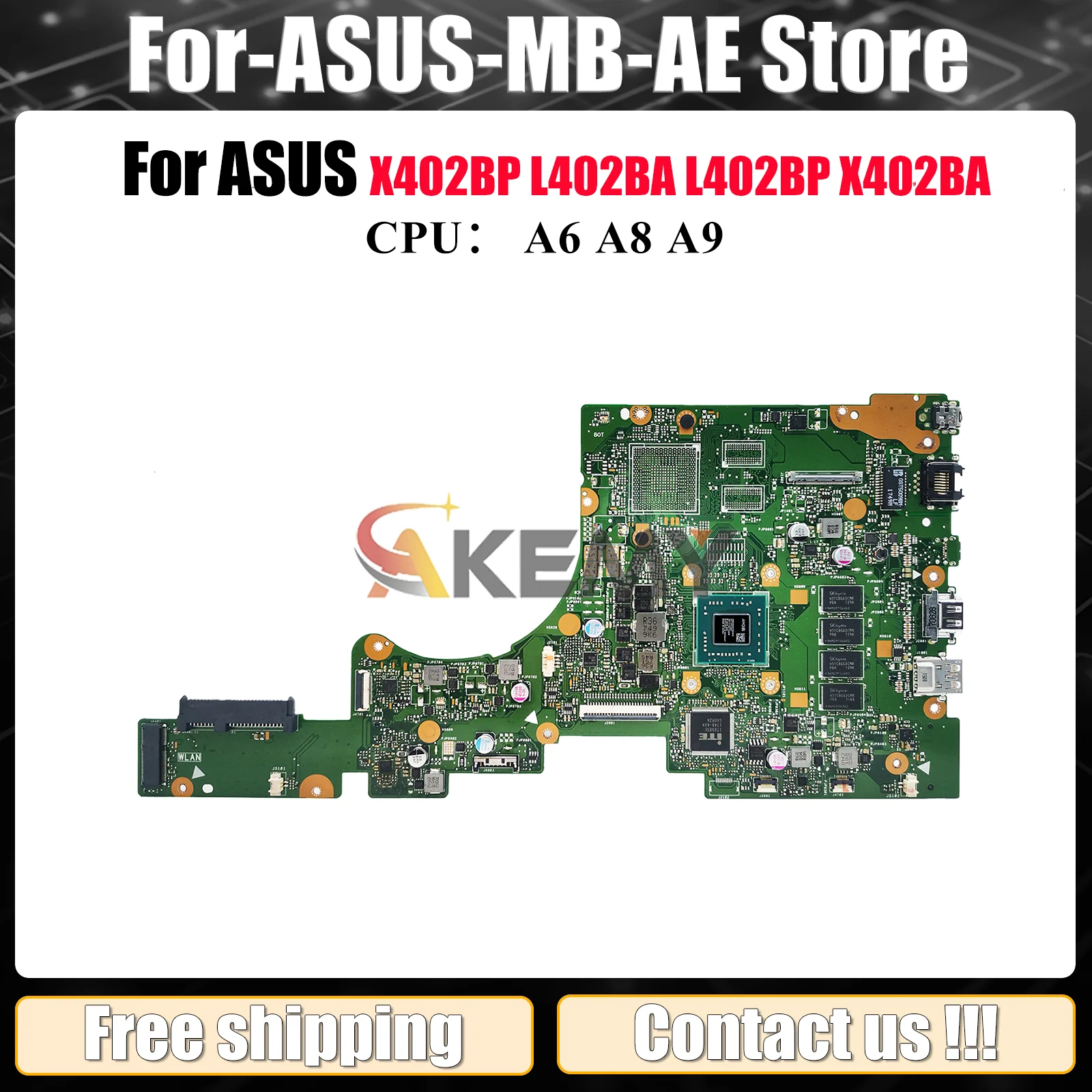 

E402BA Laptop Motherboard For ASUS EeeBook X402BA X402BP E402BA L402BA E402B L402BP E402BP Mainboard With A6 A8 A9 CPU tests OK