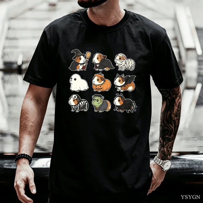 Pug Collection Happy Halloween Spooky Costume Unisex Tshirt Men Women Funny Regular Short Sleeve Vintage Classic Fashion Tees
