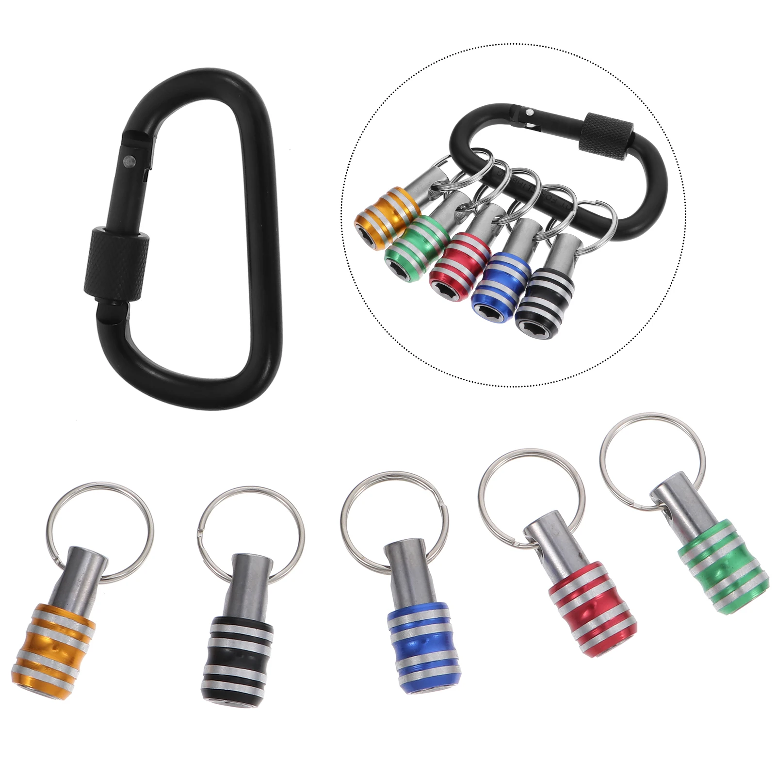 

5 pcs Stainless Steel Keychain Post Carabiner Ring Accessories Holder Socket Screw Bits Extender for DIY Tools Wear-Resistant