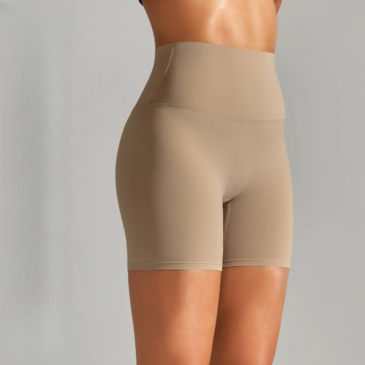 

Gym Workout Yoga Shorts Double-Sided Brushed Tight High-Waist Elastic Sports Fitness Three-Quarter Yoga Pants for Women