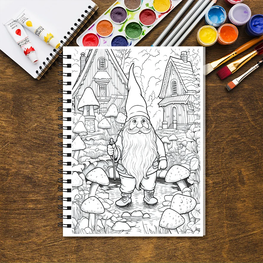 Coloring Book - 8.3x 11.2 inches 32 pages dwarf coloring book - for relaxation, stress relief, holiday party gift, back to schoo