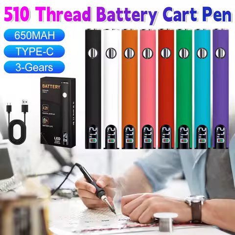 510 Thread Battery Cart Pen 650mAh Battery Smart Power Tool with USB Charger Cable Mini Battery Welding Tool Solder Repair Tool