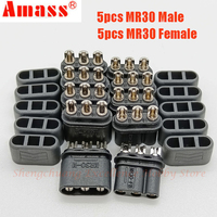 5/10pcs Original Amass MR30 Black Three-core 3Pin Connector Nickel-plated Male /Female Plug Sheathed for RC Boat Battery