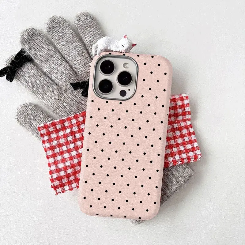 Simple Dots Cat 3D DIY Doll Soft Case For Samsung A04s A05 A12 A03s A24 A50 A25 A51 A33 A06 A14 A35 A16 A05s A13 A23 A55 A22 A15 - náhled 6