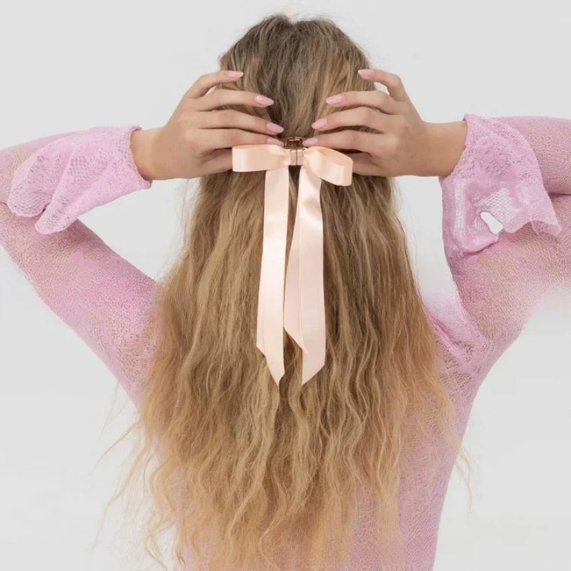 Magnetic Hair Clips with Bow & Long Ribbons Invisible Hold for Thick Hair,Elegant Hair Accessories for Women Girls, Gift for Her