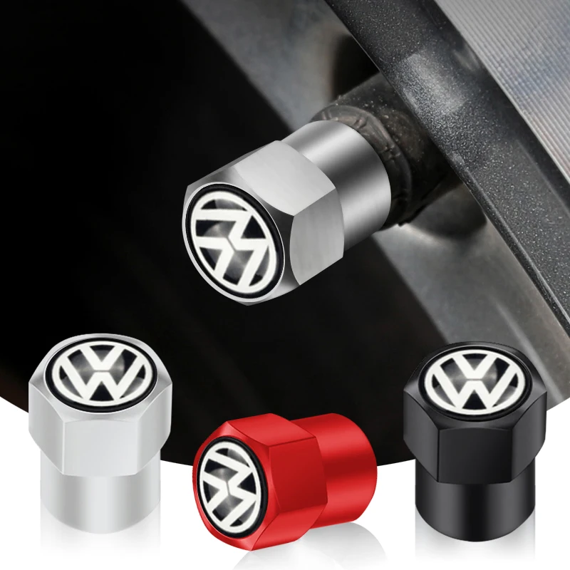 4Pcs Car Tire Valve caps Car Sticker for VW Volkswagen Passat Golf Polo Touran Accessories YHBE-V487