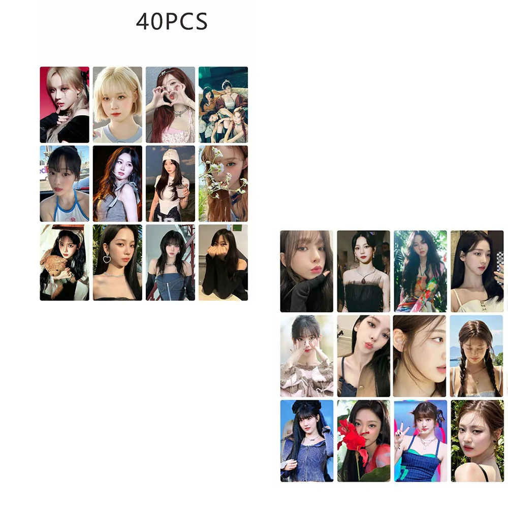40Pcs/Set Kpop Idols Winter Ningning Boxed Cards Laser Small Cards Double Side Printing LOMO Card GISELLE KARINA Fans Collection
