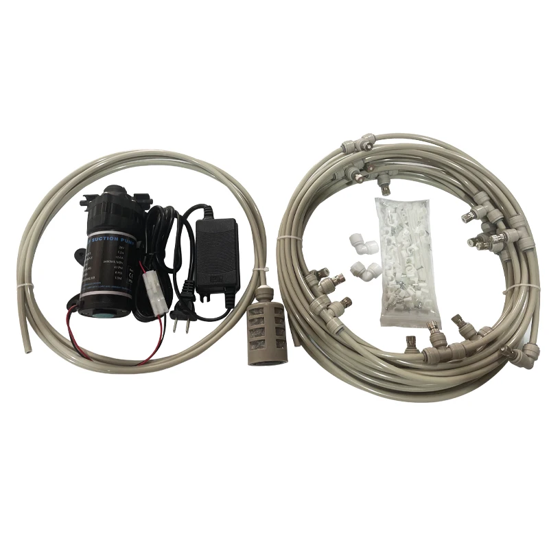 

6m 9m 12m 15m 18m Garden Low Pressure Water Misting Cooling System 6MM Push To Connect Fog Nozzle Pump Sprayer Kit