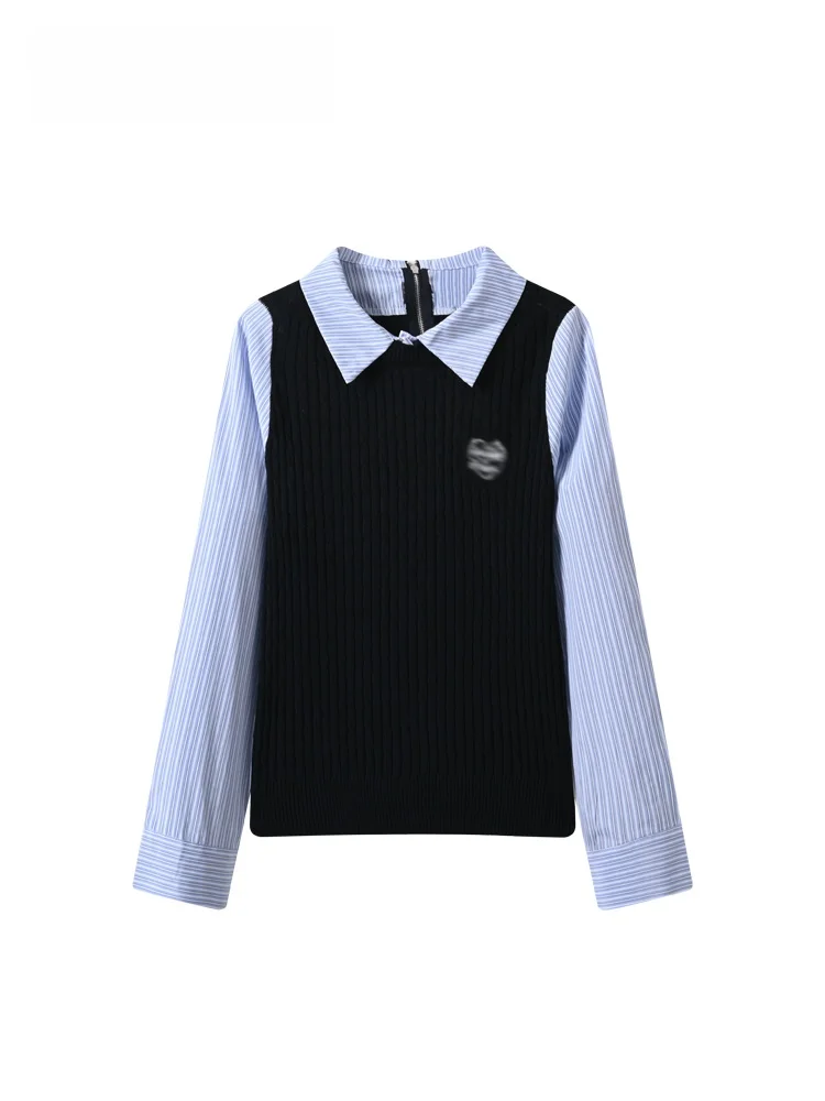 

Casual Long Sve irt Women's plus Size Patchwork Spring New Sle Anti-Aging Top for Plump Sister College Sle Club Size