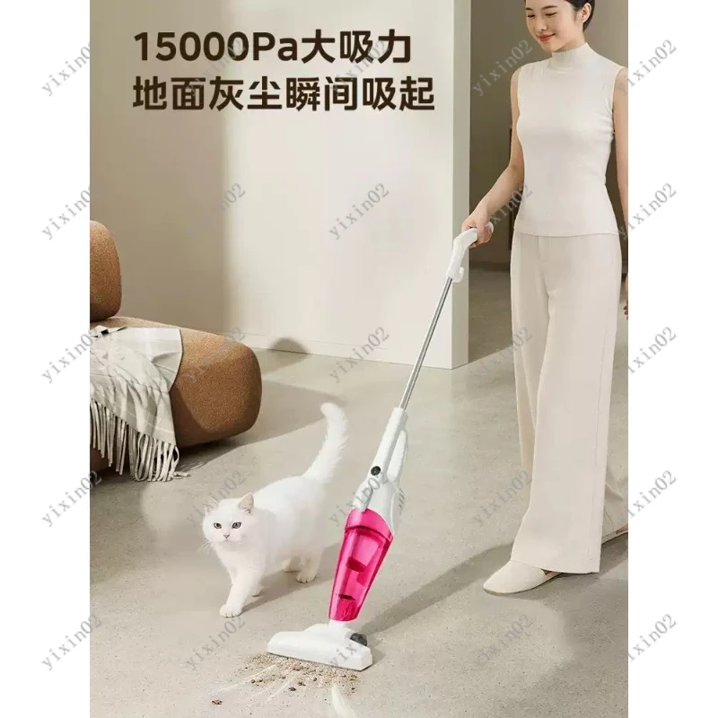 Handheld Vacuum Cleaner 3-Layer Filter System Fine Spare Filter One-Button Control Push Rod Design for Home Cleaning