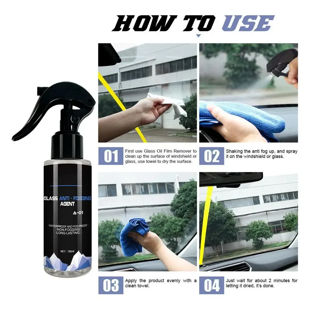 30/100ml Car Anti-fog Spray Glass Antifog Coating Agent Defogger Auto Windows Screens Mirror Windshield Defogging Cleaner