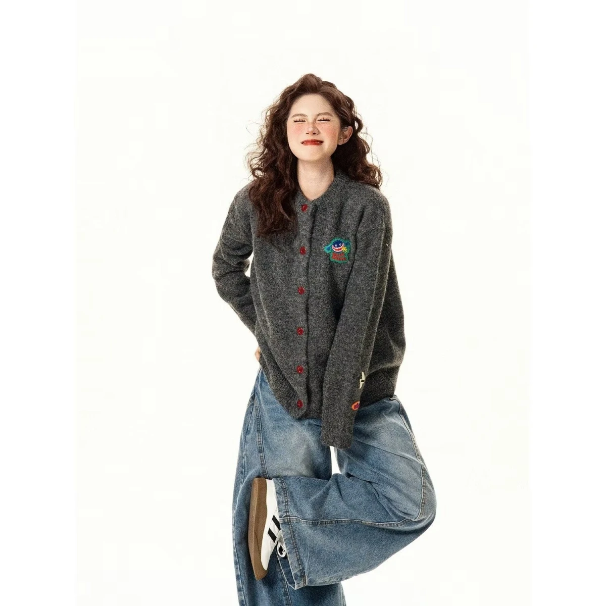 

Повседневный вязаный свитер в американском стиле ретро с v-образным вырезом, мужской цветной открытый кардиган, мягкий полиэстер, зимнее длинное пальто на молнии све