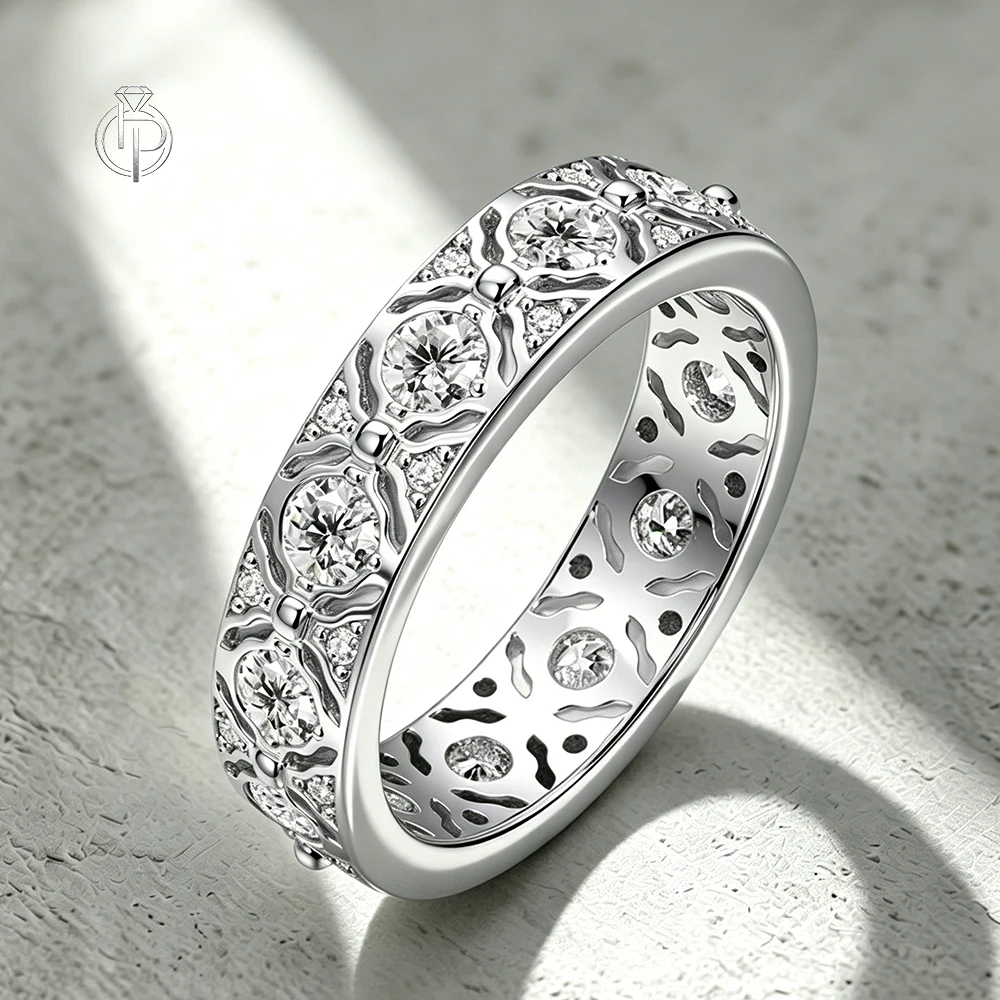 HORRIPAL D VVS1 Moissanite Ring for Men Woman S925 Sterling Silver GRA New Party Band Daily Waterproof Hiphop Cuban Fine Jewelry