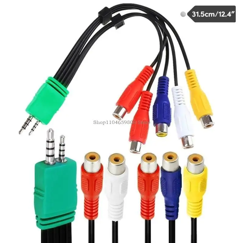 3.5mm+2.5mm Male to 5RCA Female Video Adapters Cable for BN39-01154 LCD TVs Shielded to Prevent Rfi Interference