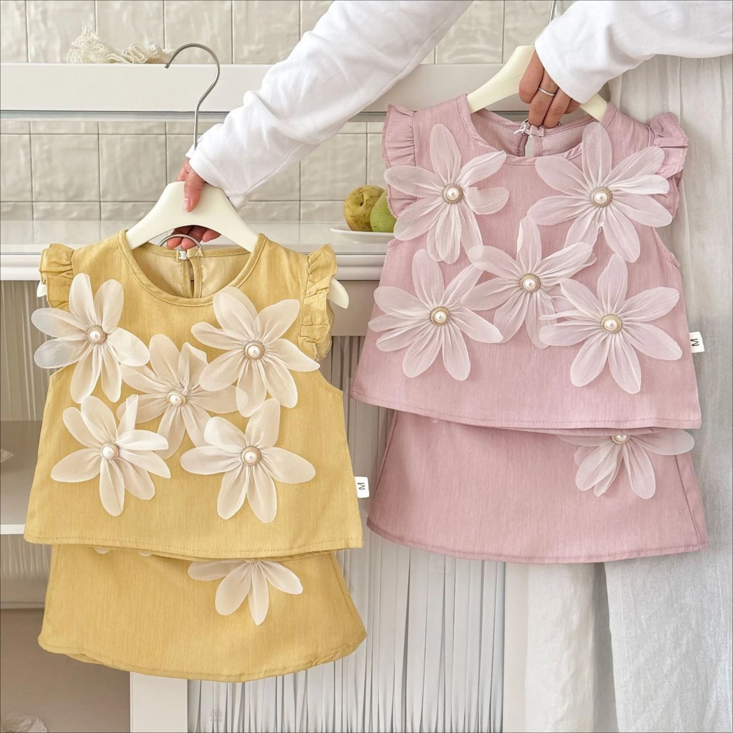 Girls' Suit 2026 Spring and Summer New Children's Wear Baby Girl Three-dimensional Flower Vest Short Skirt Two-piece Set