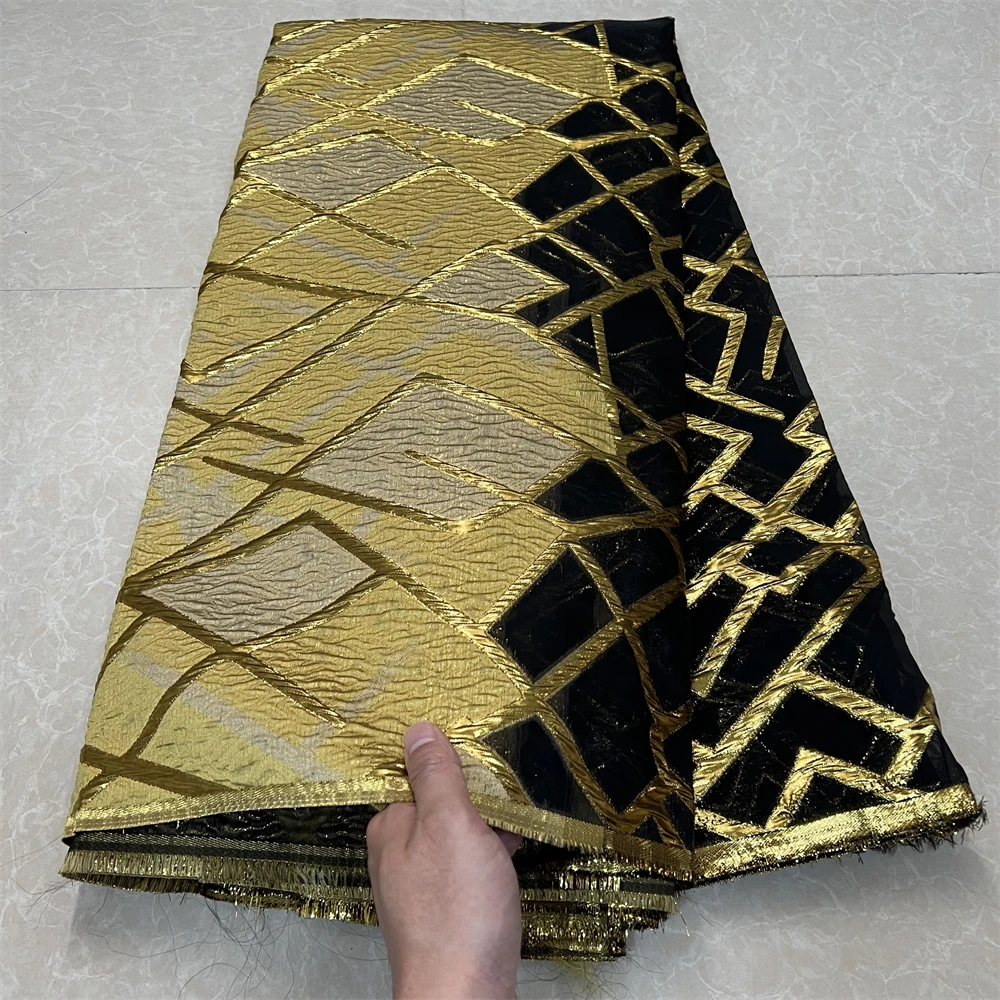 

2025 High Quality African Nigerian Tulle Lace Fabric Organza Embroidery Guipure Party Gown Dress Brocade Jacquard 5Yard YXZ173