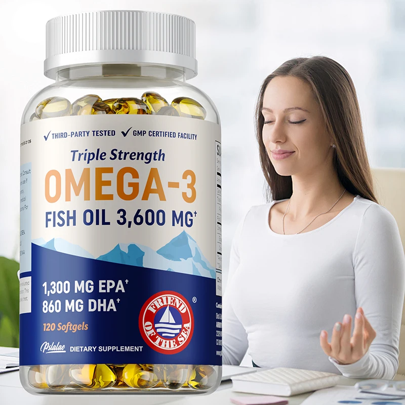 Omega 3 Fish Oil Capsules - Support Brain & Cardiovascular & Skin Health, Antioxidant & Improve Memory, Nervous System Health