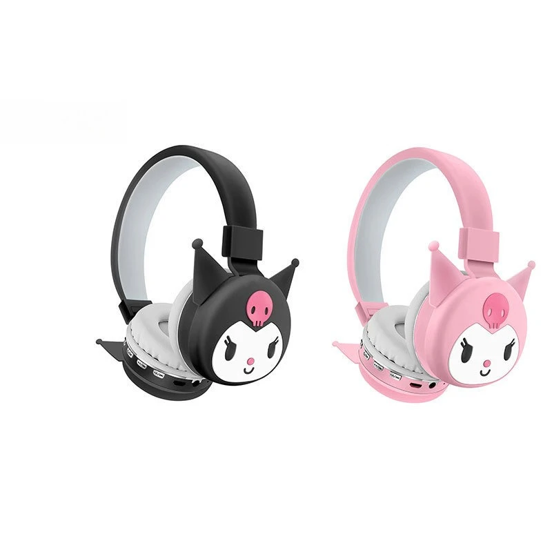 سماعات Miniso Kuromi Sanrio L سماعة رأس بلوتوث لاسلكية مثبتة على الرأس للأطفال برسوم كرتونية لطيفة
