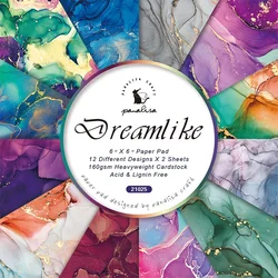 24 Sheets Cardstock Paper Pad Dream Like Themed Single-sided Patterns Printing Decorative Paper Craft Paper Photo Album Decor