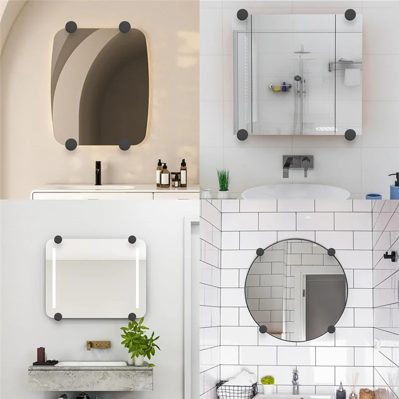 Matériel de montage de miroir, 4 pièces, supports réglables sans cadre, Kit de fixation de miroir suspendu avec ancres à vis de service