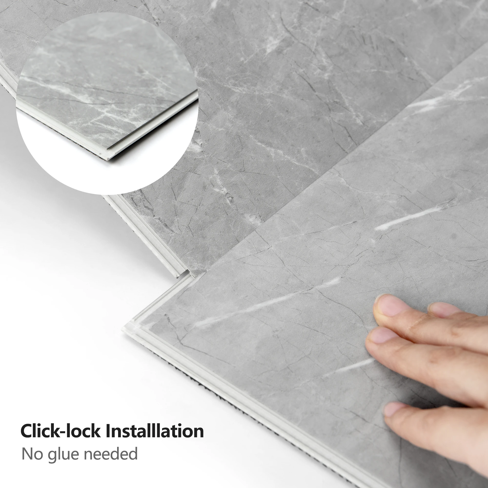 Art3d 12Pack 24''x12'' Click-lock Vinyl Plank Flooring marble grain texture Look,covers 24 Sq.ft