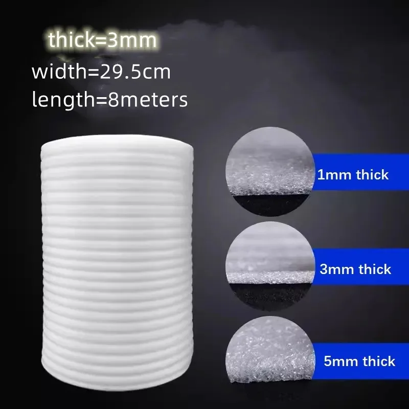 3mm Thick 29.5cmx8meter White Color Long EPE Sheet Foam Board Air Cushion Film Packaging Filling Bubble Shockproof Wrap 1 Roll