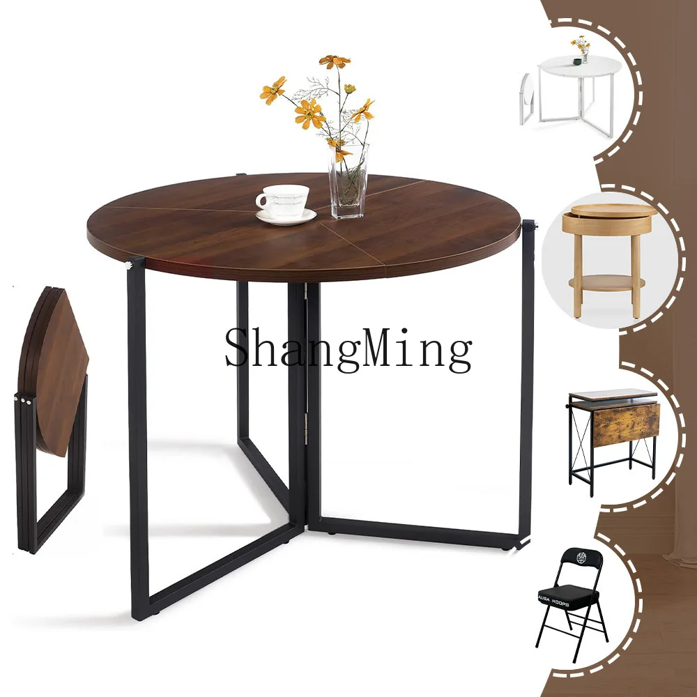 

CL Hot Sale Round Wooden Dining Table Extendable Folding Tabletop