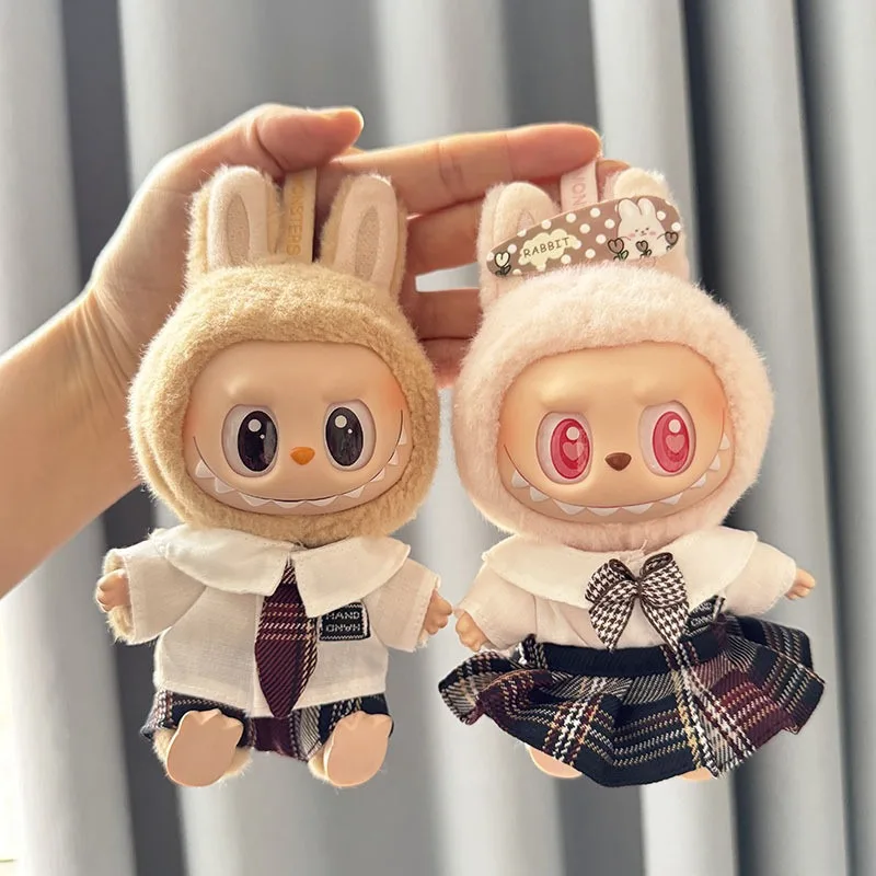 For 17 CM keychain Labubu clothes pendant Labubu sitting party innocent couple suit Dolls Accessories Cute Decoration