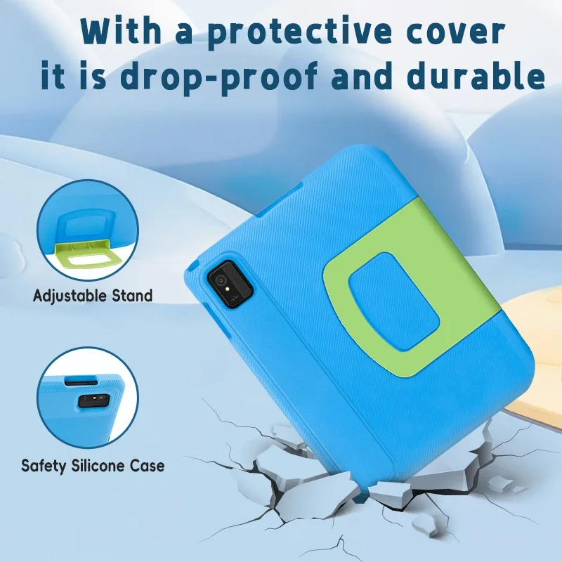 Tablet per bambini, tablet Android 15 per bambini da 10,1 pollici con schermo di protezione per gli occhi, 8 GB (4 + 4 GB) RAM 64 GB di archiviazione, batteria da 5000 mAh