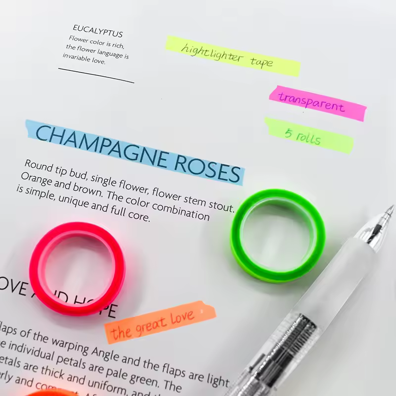 5 Roll 5 Colors Stickers Transparent Fluorescent Index Tabs Flags 5m Sticky Note Stationery Children Gift School Office Supplies - Image 4