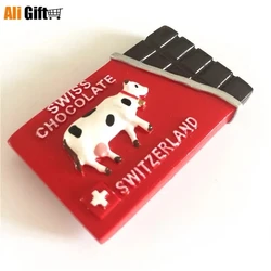 Creative Simulation Milk Chocolate 3D Fridge Magnets, Travel Souvenirs, Refrigerator Magnetic Stickers, Switzerland Hot Sale