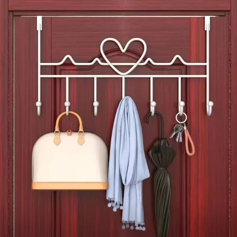 Heart-shaped Door Behind Hook Storage Wall Hanging Clothes Hanger Hook Punch-free Hanger Bedroom Storage Organizer Accessories