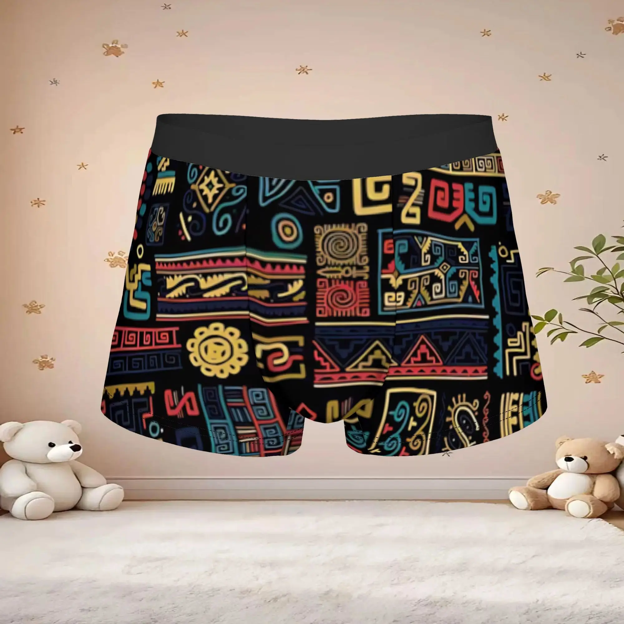 1pc Popular Vintage Tribal Geometric Print boxers  adults  Homme Panties Men's Underwear Print Shorts Boxer Briefs