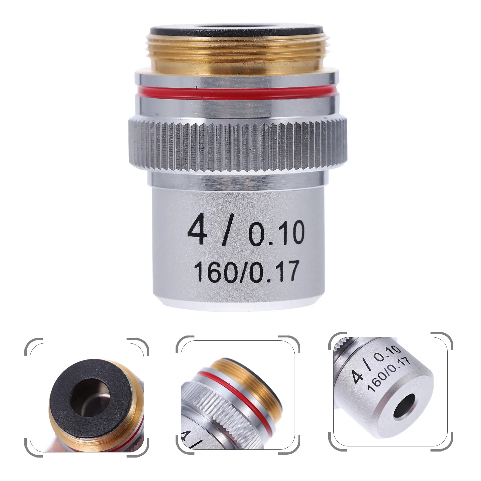 4X Objective Lens for Biological Microscope High Durability Steel Shell Neat Polished Surface Eliminates Reflections