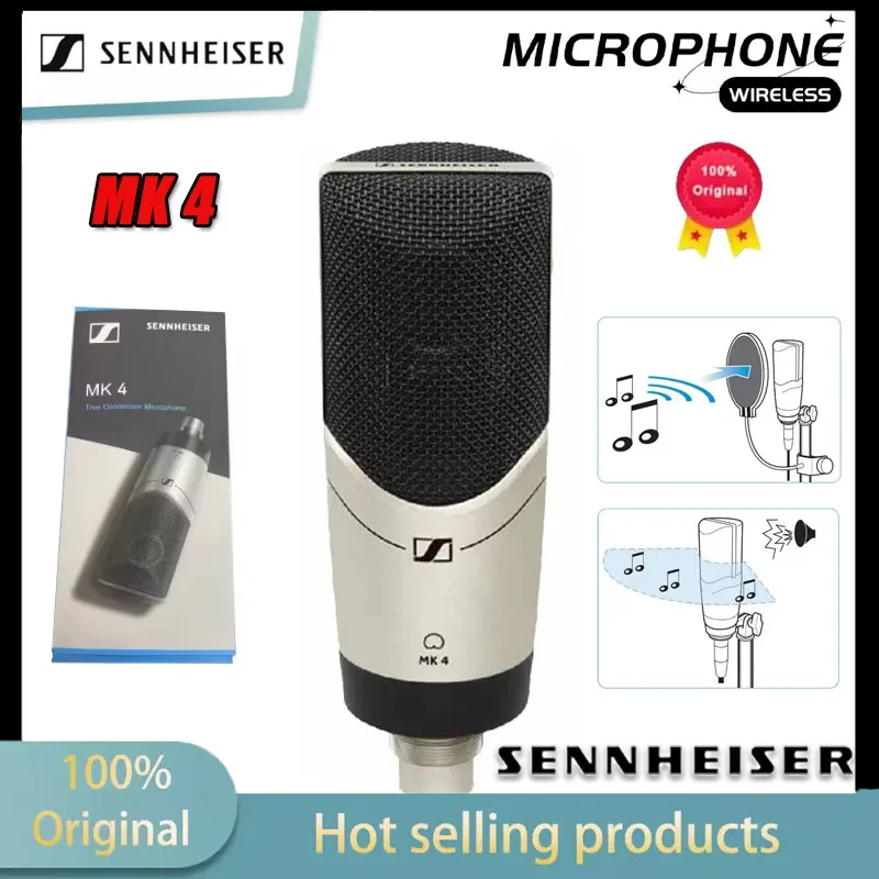 Micrófono de Condensador Profesional Sennheiser MK4 de Diafragma Grande para Karaoke, Micrófono Profesional para Transmisión en Vivo