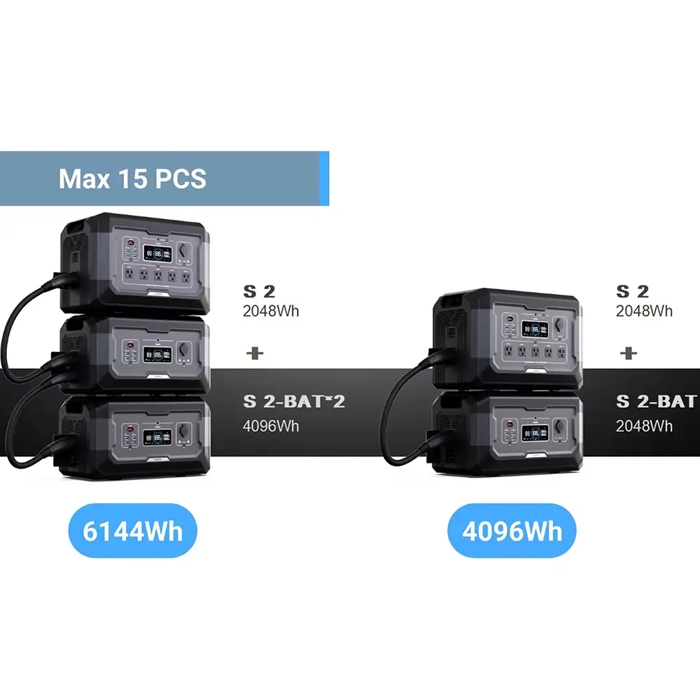 VINCA S2-BAT 2048WH Expansion Battery For Portable Power Station Supports 2000W 2500W 3600W Pure Sine Wave Inverter With RV Port