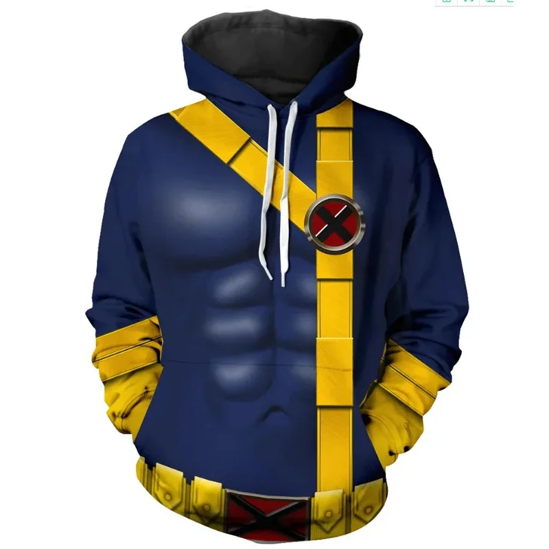 Felpe con cappuccio da uomo Movie X Scott Summers Pullover Ciclope Cosplay Giacca con cappuccio con stampa 3D Unisex Streetwear Vestiti con cerniera Cappotto con cappuccio