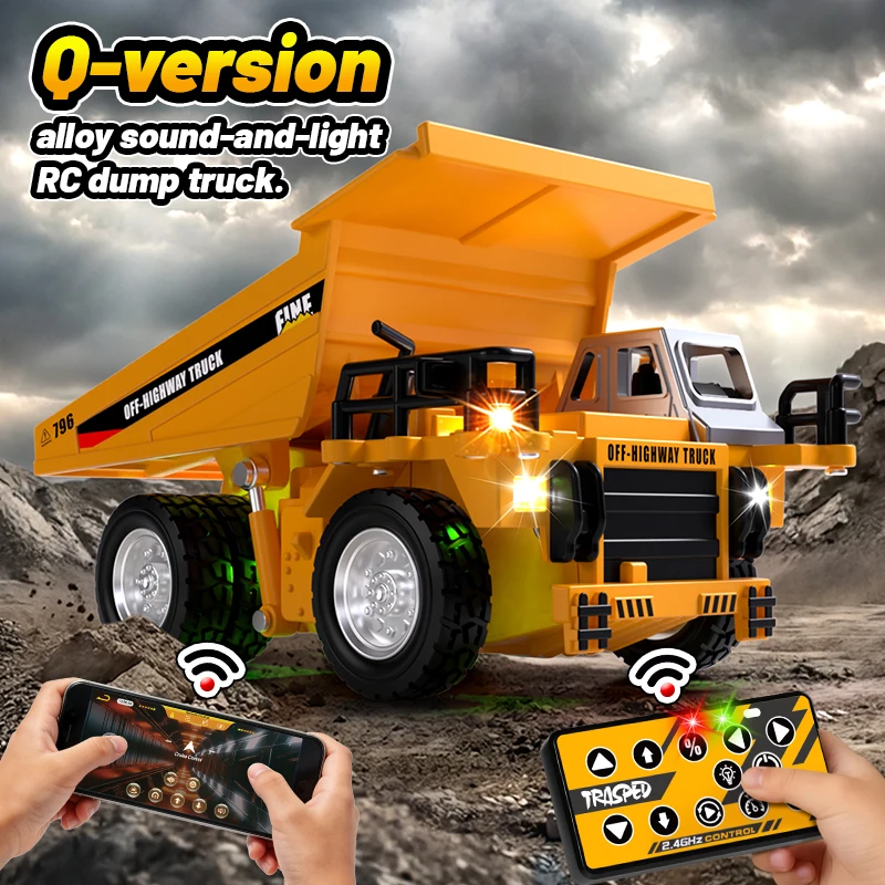 

JJRC HG4-431 Alloy RC Dump Truck - Simulation Model with Light & Sound, Electric Remote Control Construction Vehicle Toy Gift