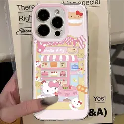 Etui na telefon do iPhone 15 14 13 12 11 Pro Max XR XS MAX 78 Plus Y2K dziewczynka urocza tylna obudowa Sanrio Hello Kitty