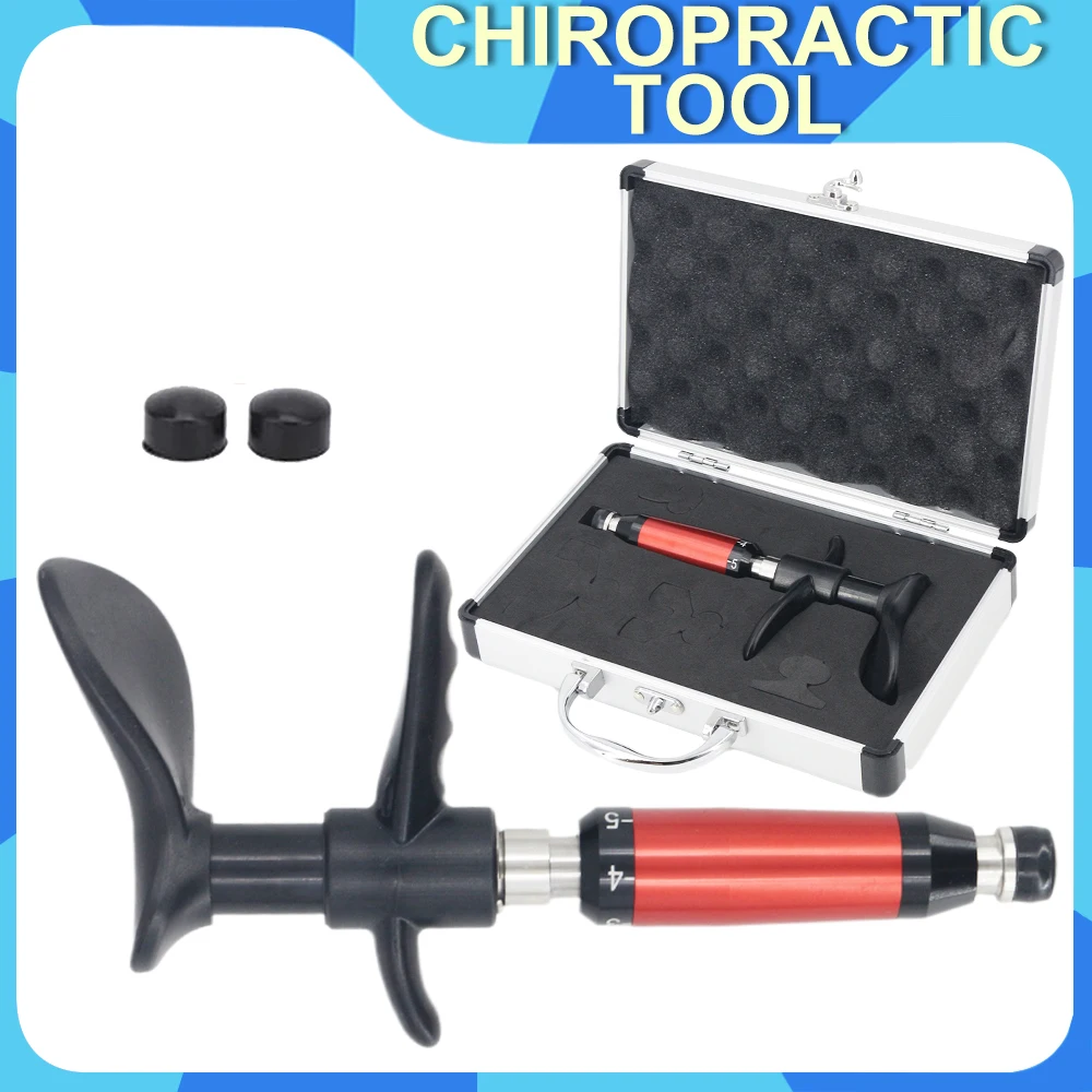 

New Chiropractic Adjusting Tool 6 Levels Manual Massage Gun Therapy Cervical Spine Pain Health Care 4 Heads Massager