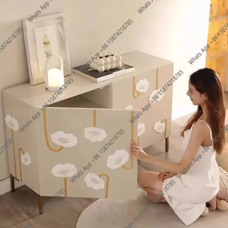 Cream Style Entryway Cabinet Simple Painting Art Creative Shoe Cabinet Can Store Sideboard, Home Modern X