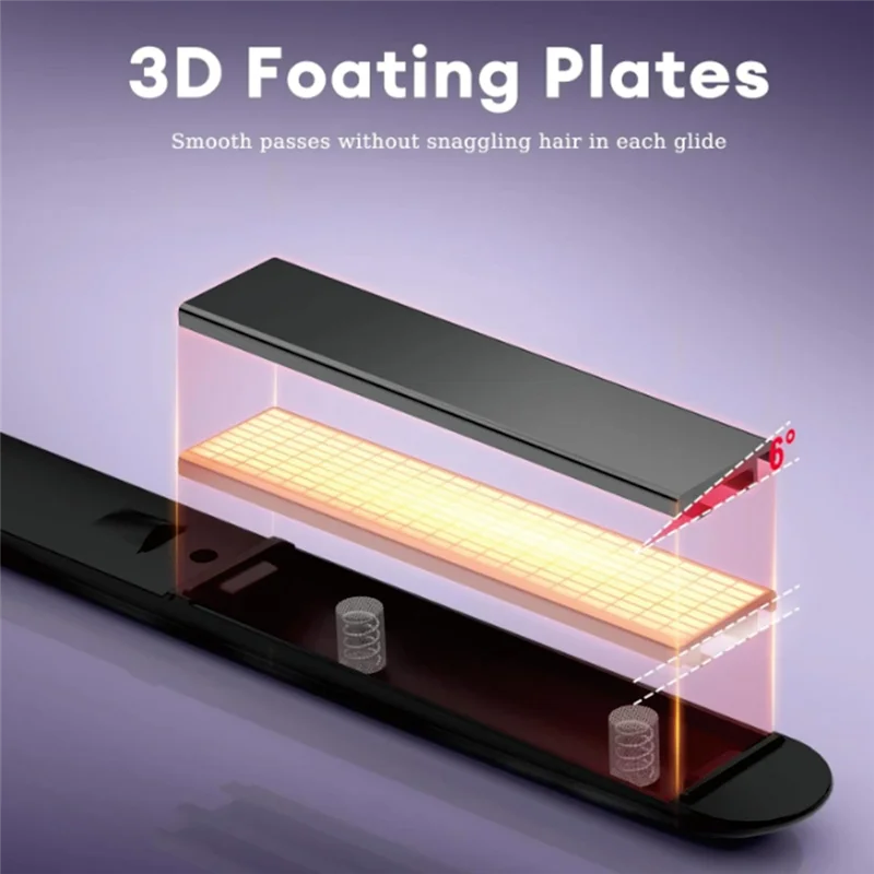 AB43-مكواة تمليس الشعر المطلية بالطلاء الاحترافي، مكواة تجعيد سريعة التسخين، تحكم رقمي #4