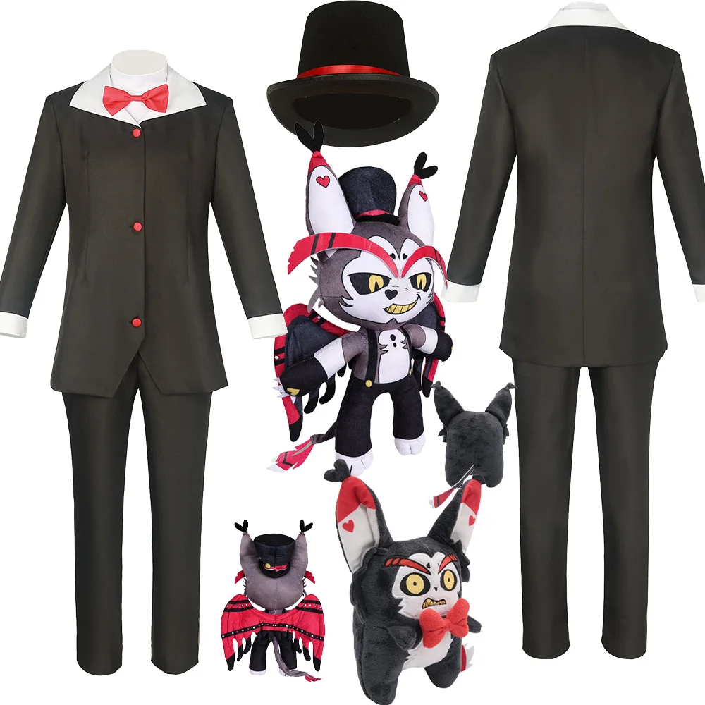 Anime Cartoon Hotel Cosplay Husk Plush Costume Hat Uniform Coat Pants Bow Tie Adult Fantasy Outfit Halloween Party Disguise Suit