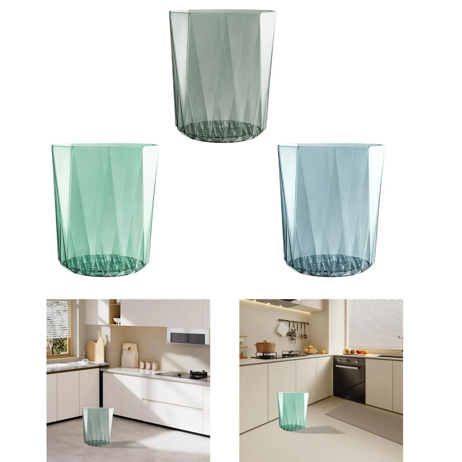 

Open Top Transparent Trash Can Garbage Can 10 L Capacity Elegant Wastebasket Waste Can for Living Room Dorm Office Bathroom