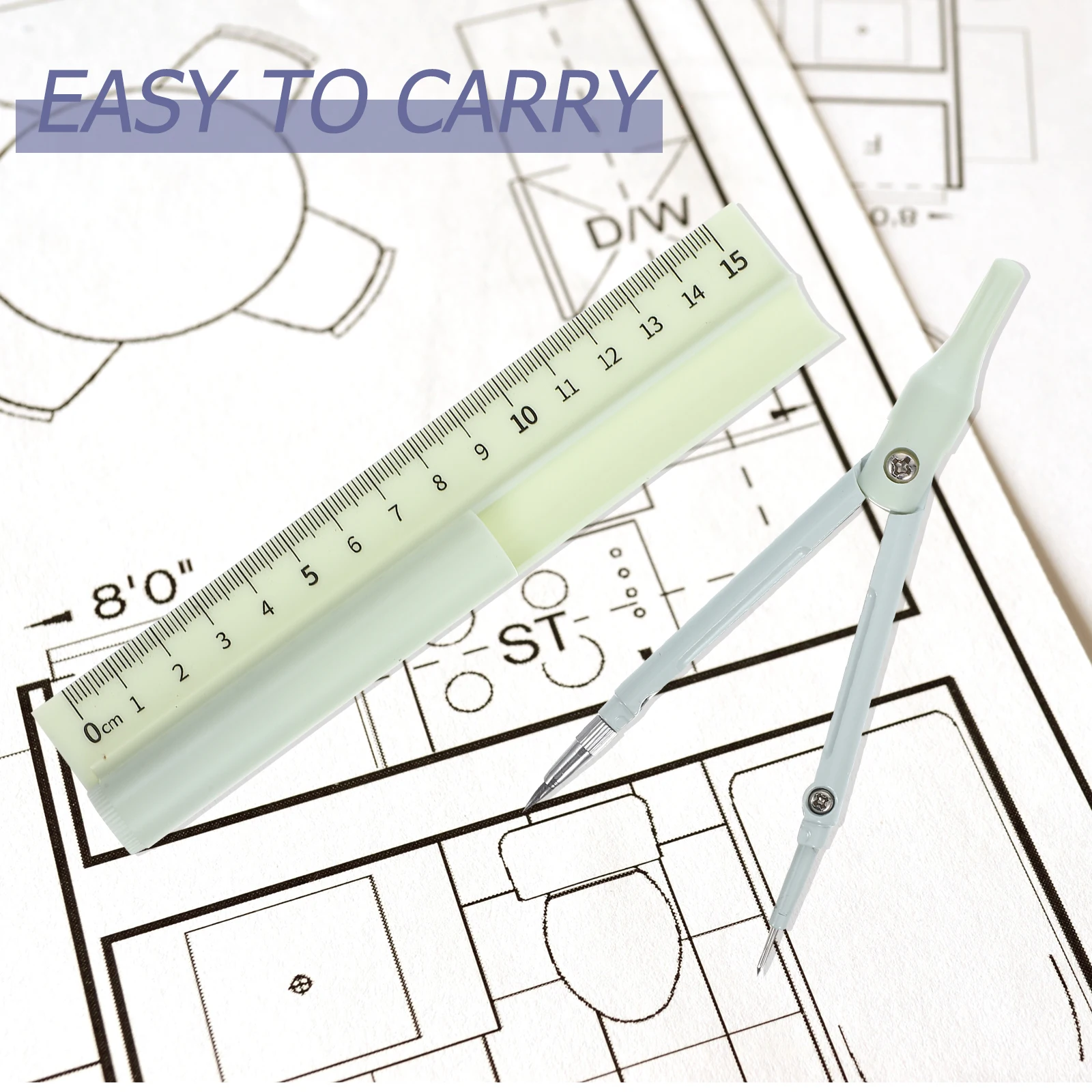 Compass Pen Ruler Set Classroom Supplies Tool Circle Maker Drawing Plastic for School Student